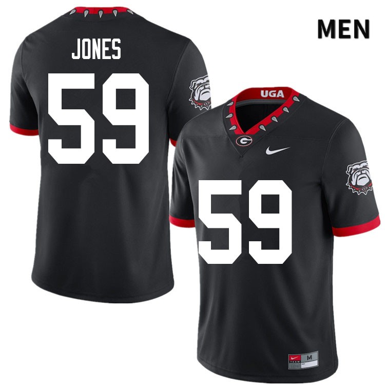 Georgia Bulldogs Men's Broderick Jones #59 Black 2020 Mascot 100th Anniversary Stitched College UGA Football Jersey 23RE010YV